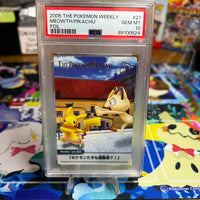 2005 Carddass The Pokemon Weekly Advanced Generation Meowth/Pikachu Foil PSA GEM MT 10