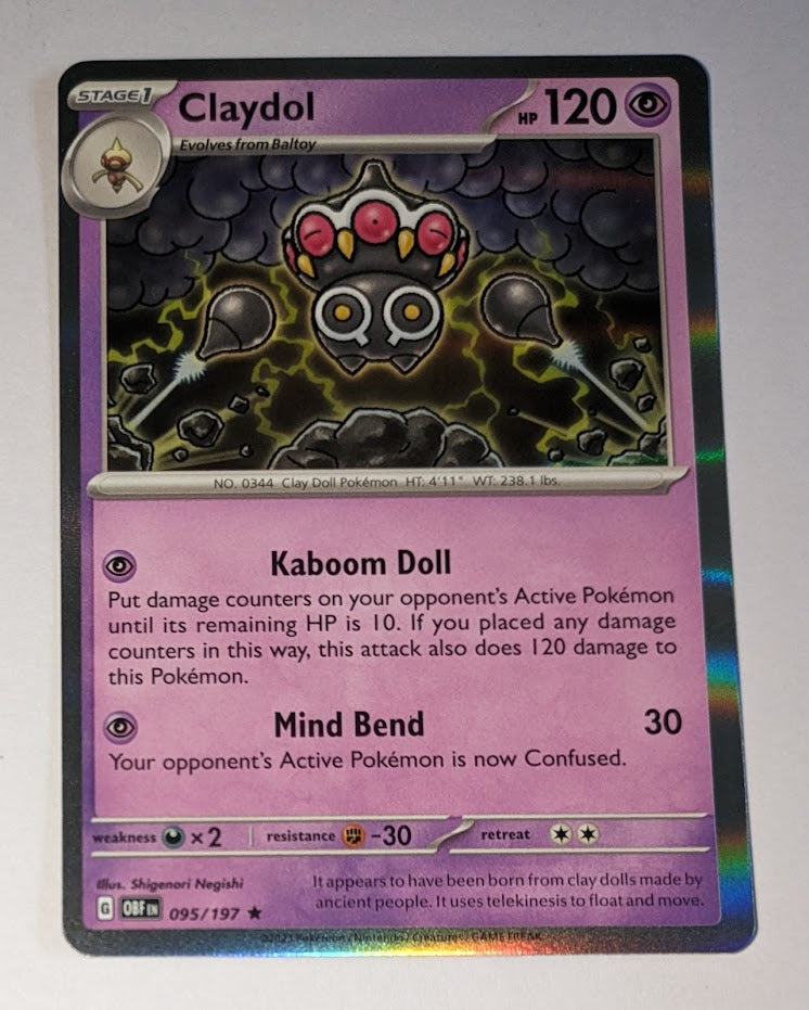 English Pokemon Scarlet & Violet Obsidian Flames 095/197 Claydol Holo