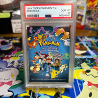 1999 Topps Pokemon Tv Checklist  PSA GEM MT 10