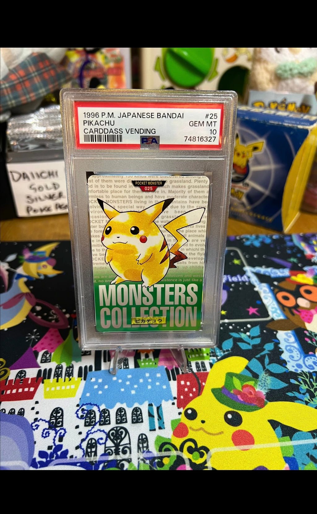 1996 Pokemon Japanese Bandai Carddass Vending Pikachu Carddass Vending PSA GEM MT 10