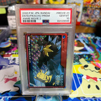 2000 Pokemon Japanese Bandai Anime Movie 2 Entei/Pikachu-Prism Anime Movie 2 PSA GEM MT 10