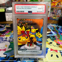 2005 Carddass The Pokemon Weekly Advanced Generation Trchc/Pkchu/Mdkp.  PSA GEM MT 10