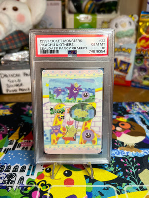 1999 Pocket Monsters Sealdass Fancy Graffiti Pikachu & Others Sealdass Fancy Graffiti PSA GEM MT 10