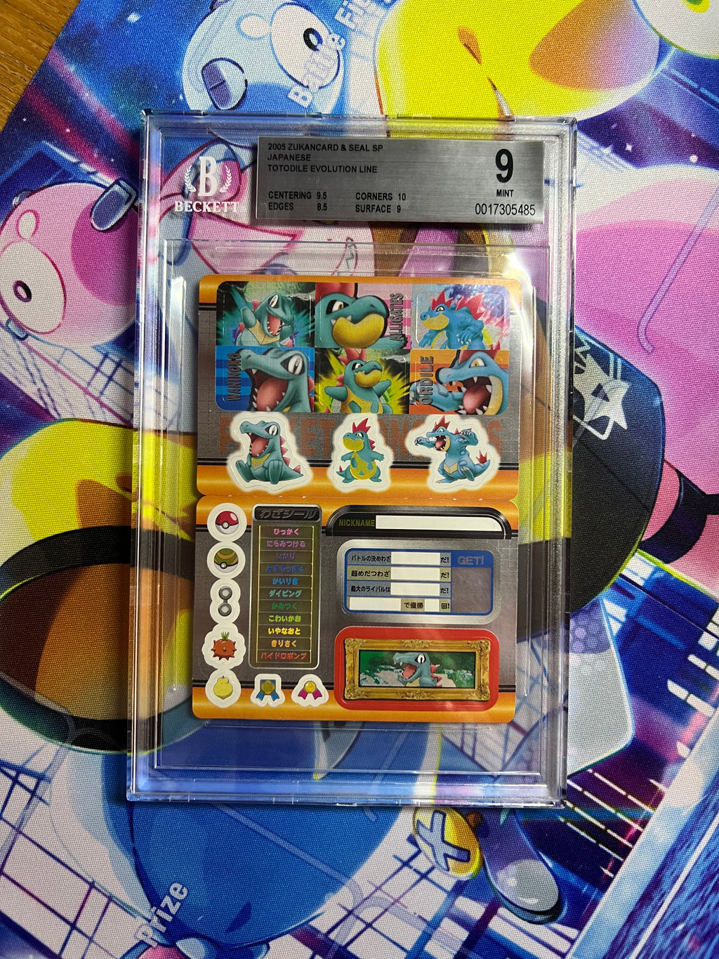 BGS Graded Zukancard & Seal SP Sticker Mint 9 Totodile Evolution Line